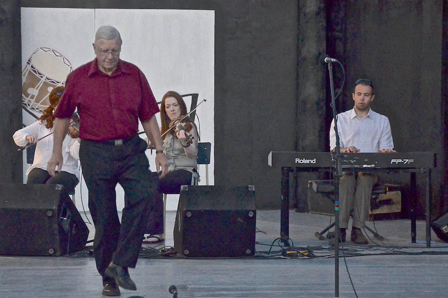 Harvey MacKinnon step‑dancing to the music of Dawn and Margie Beaton on fiddles and Kolten Macdonell on keyboard