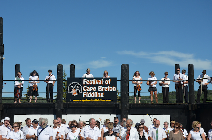 Cape Breton Fiddlers’ Association members during the tribute prayer