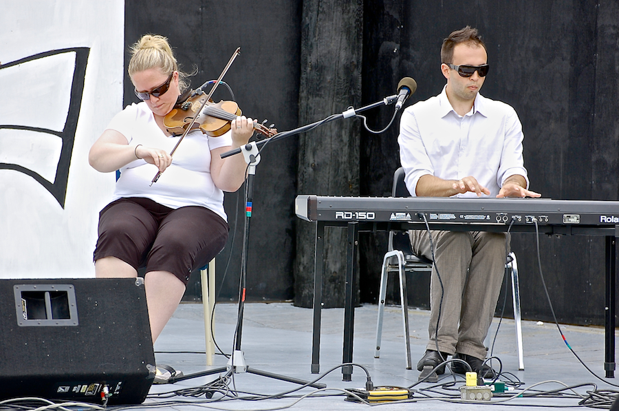 Dara MacDonald on fiddle and Kolten MacDonell on keyboard
