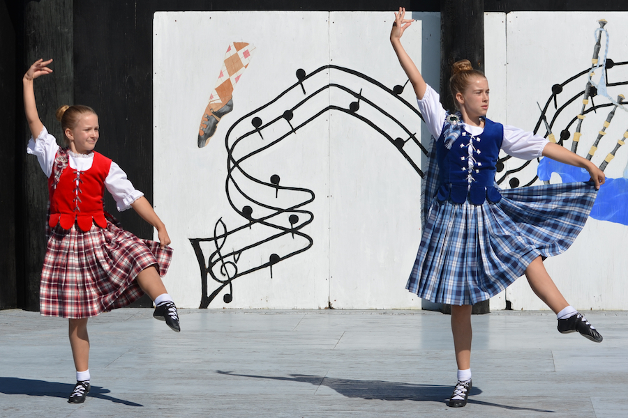 Sophie and Madeleine LeVert from the Kelly MacArthur School of Dance highland dancing to recorded music