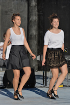 Lauren and Janelle Boudreau step-dancing