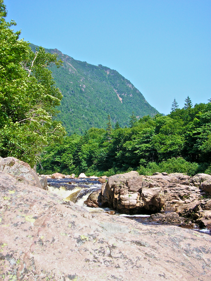 View upriver from the site of the former foot bridge