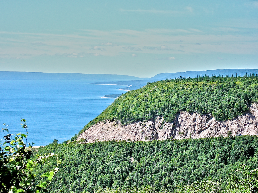 Cabot Trail climbing Smokey Mountain seen from the Cape Smokey Provincial Park