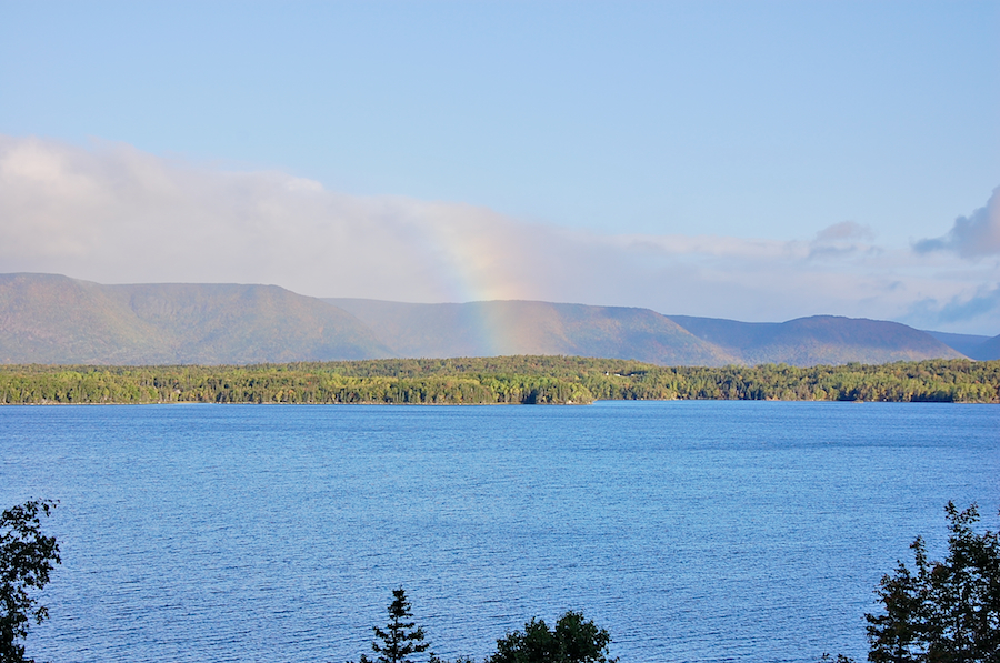 North Mountain and the Cape North Massif rising across South Harbour