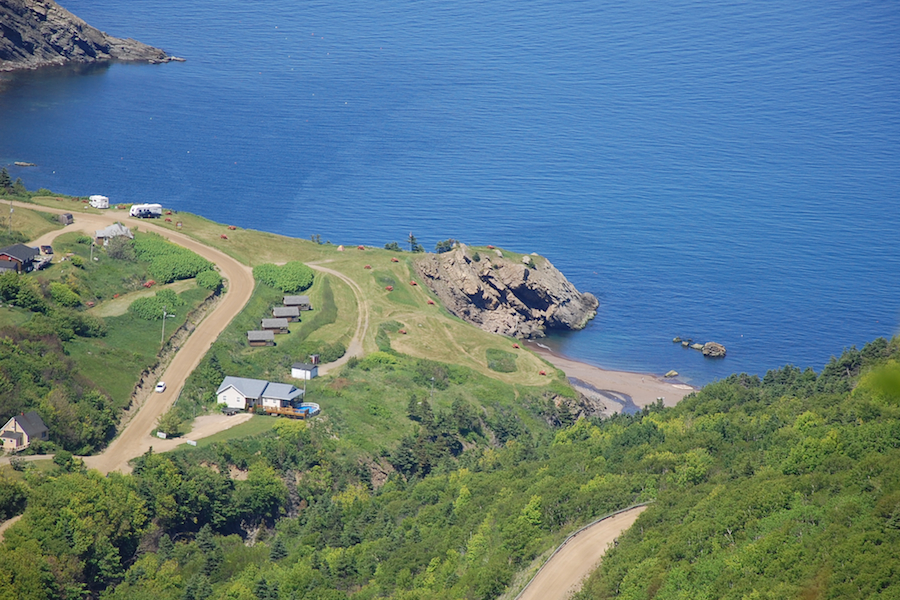 The Meat Cove Campground and the beach area