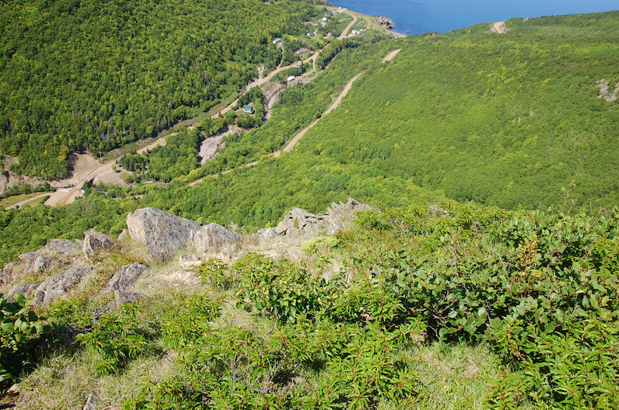 Meat Cove from the rock face of Meat Cove Mountain