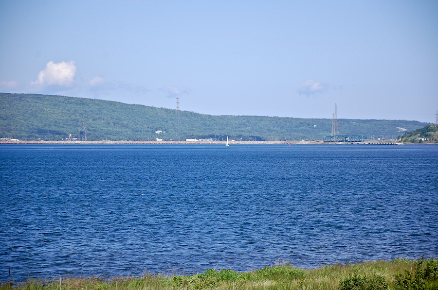 The middle of the Canso Causeway from the Pioneer Cemetery