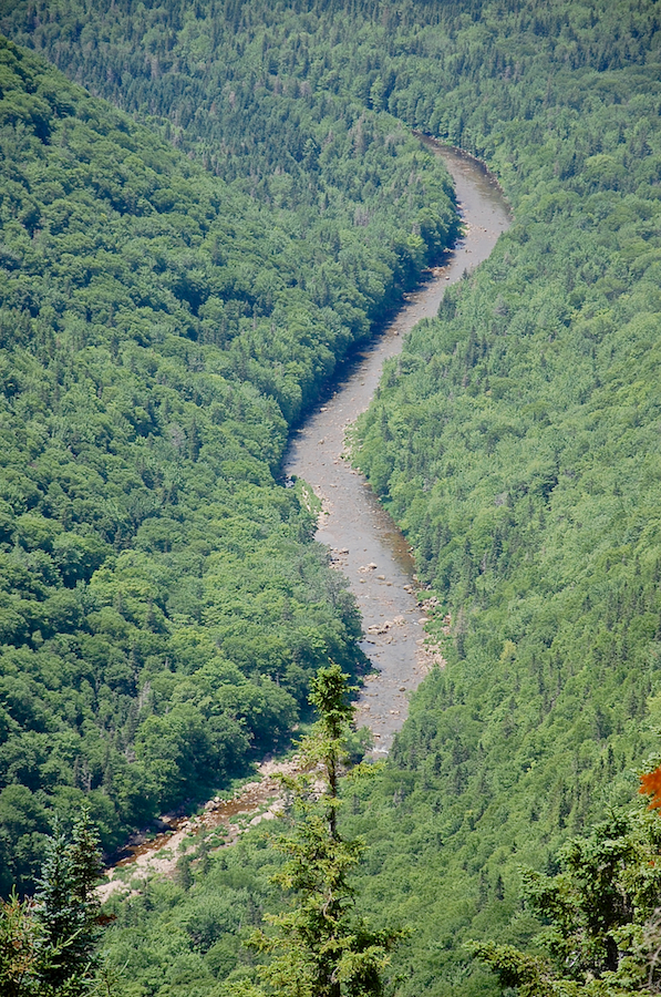 A telephoto view of the Northeast Margaree River below Cape Clear