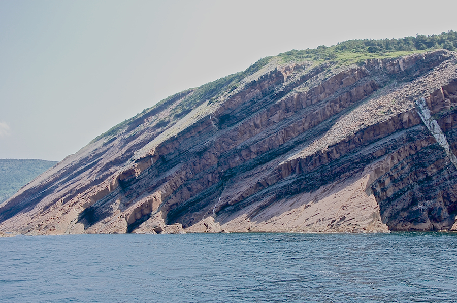 The ridged cliffs west of the “boomerang”