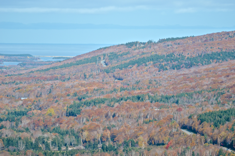 The Cabot Trail climbs up “Sunrise Mountain” from Big Intervale