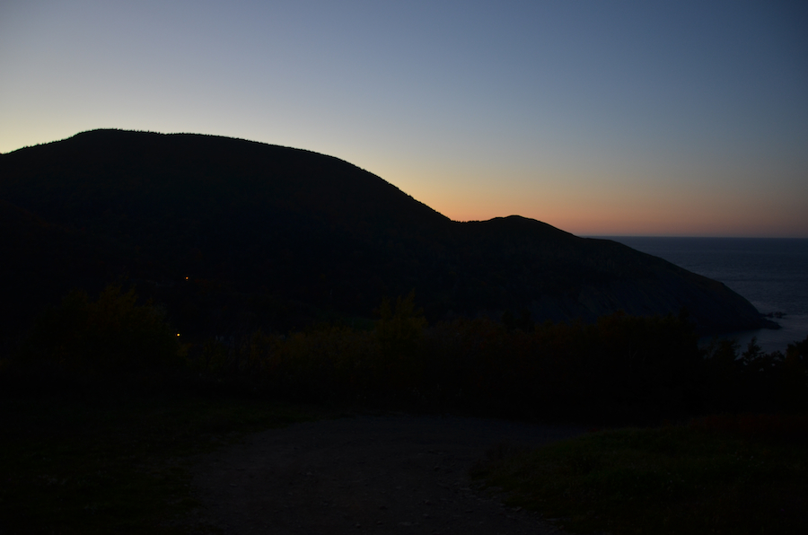 The northern Highlands west of Meat Cove village at dusk