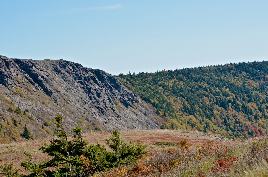 The south summit of Meat Cove Mountain and the east side of the Meat Cove Brook valley from the north summit