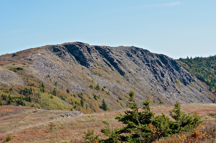 The south summit of Meat Cove Mountain seen from the north summit
