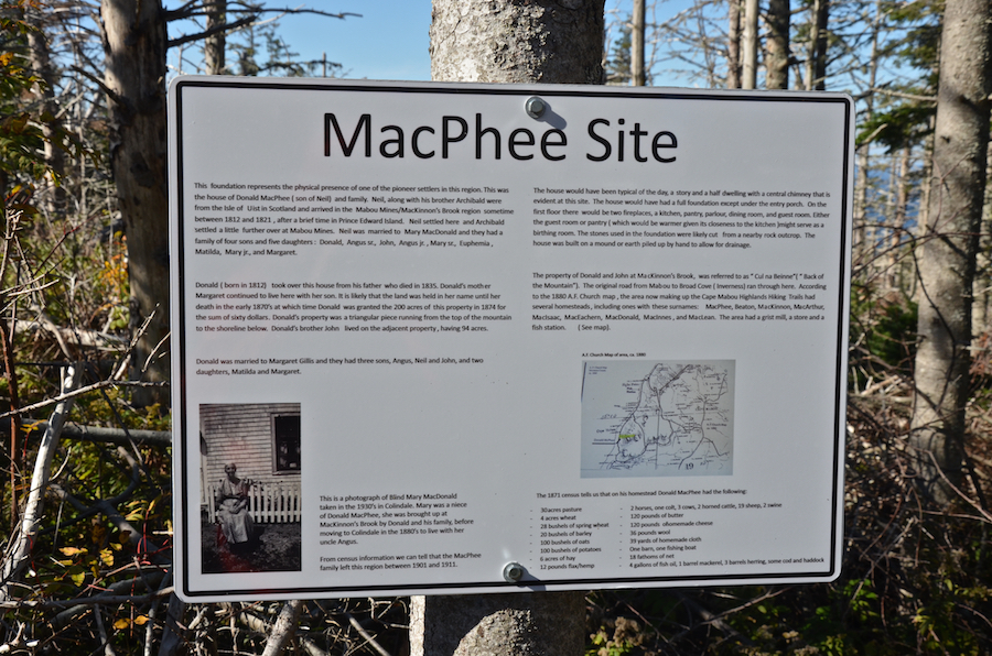 The new interpretive panel at the old MacPhee Homestead site