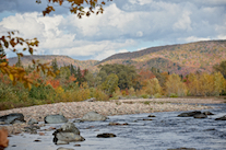 Looking upstream at the Northeast Margaree River from north of Wards Pool