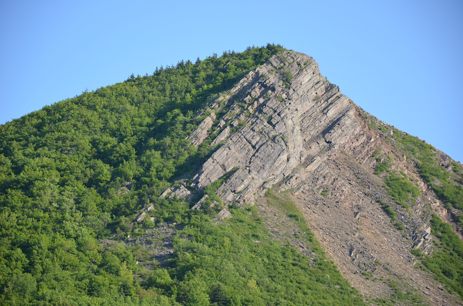 The rock face on Meat Cove Mountain seen from below