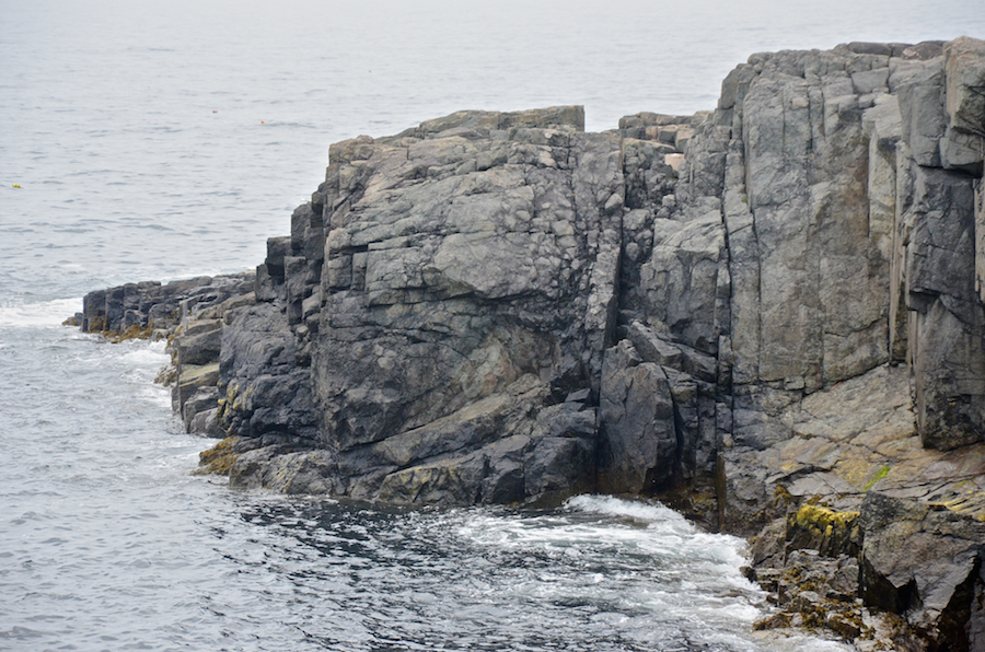 Rocky cliffs seen from the Louisbourg Lighthouse Trail