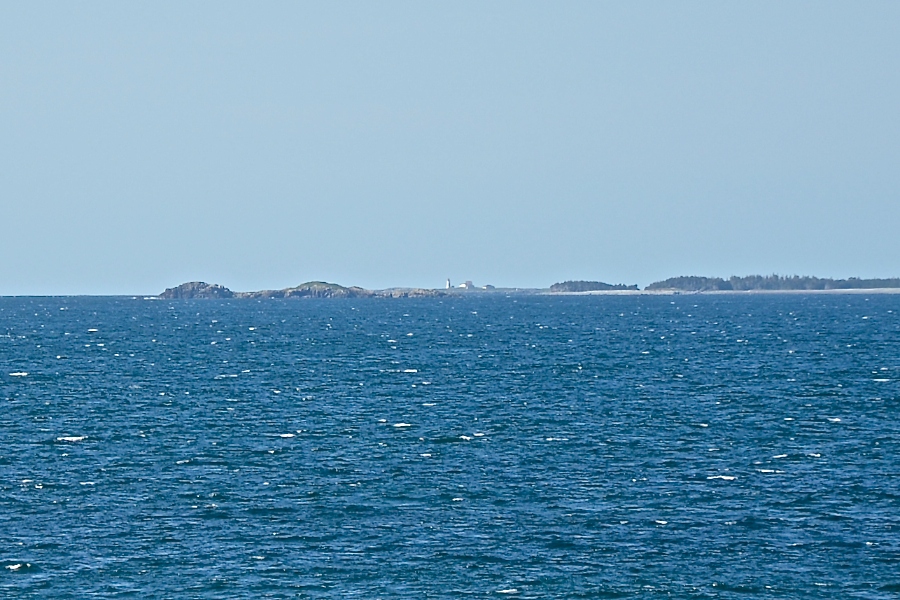 Guyon Island Lighthouse, Cape Gabarus, and the islets off Cape Gabarus