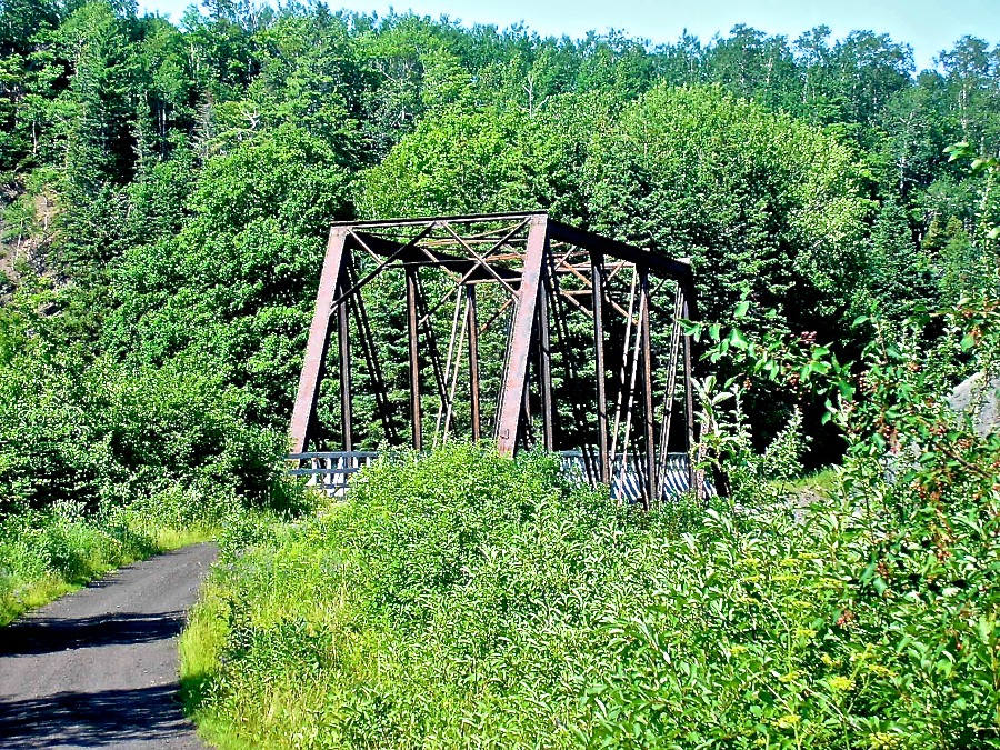 The steel Railway Trail bridge over the Southwest Mabou River