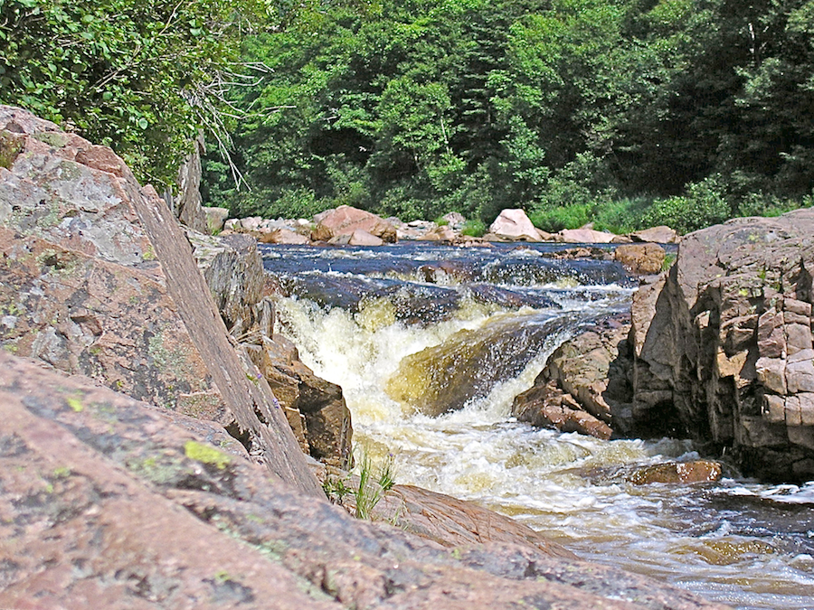 Looking up the Chéticamp River