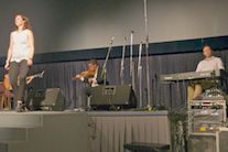 Stephanie MacDonald step dancing to the music of Ashley MacIsaac on fiddle, Kolten Macdonell on keyboard, and Mary Beth Carty on guitar