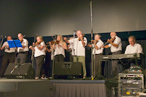 The Feisty Fiddlers directed by Eddie Rogers and accompanied by Danny Rogers on keyboard