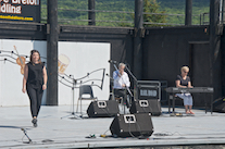 Helen MacDonald‑MacKenzie step dancing to the music of Kinnon Beaton on fiddle and Betty Lou Beaton on keyboard