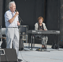 Fred McCracken singing Galway Bay, accompanied by Janet Cameron on keyboard