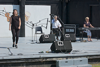 Helen MacDonald‑MacKenzie step dancing to the music of Kinnon Beaton on fiddle and Betty Lou Beaton on keyboard