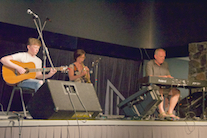 Monica MacNeil on soprano saxophone, accompanied by Sheumas MacNeil on keyboard and Malcolm MacNeil on guitar