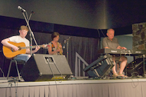 Monica MacNeil on soprano saxophone, accompanied by Sheumas MacNeil on keyboard and Malcolm MacNeil on guitar