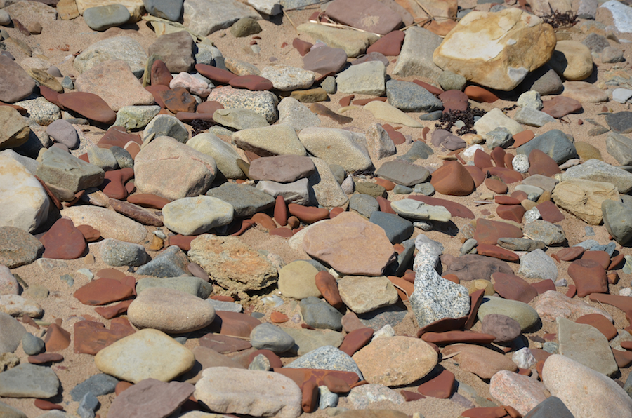 Close-up of the beach stones
